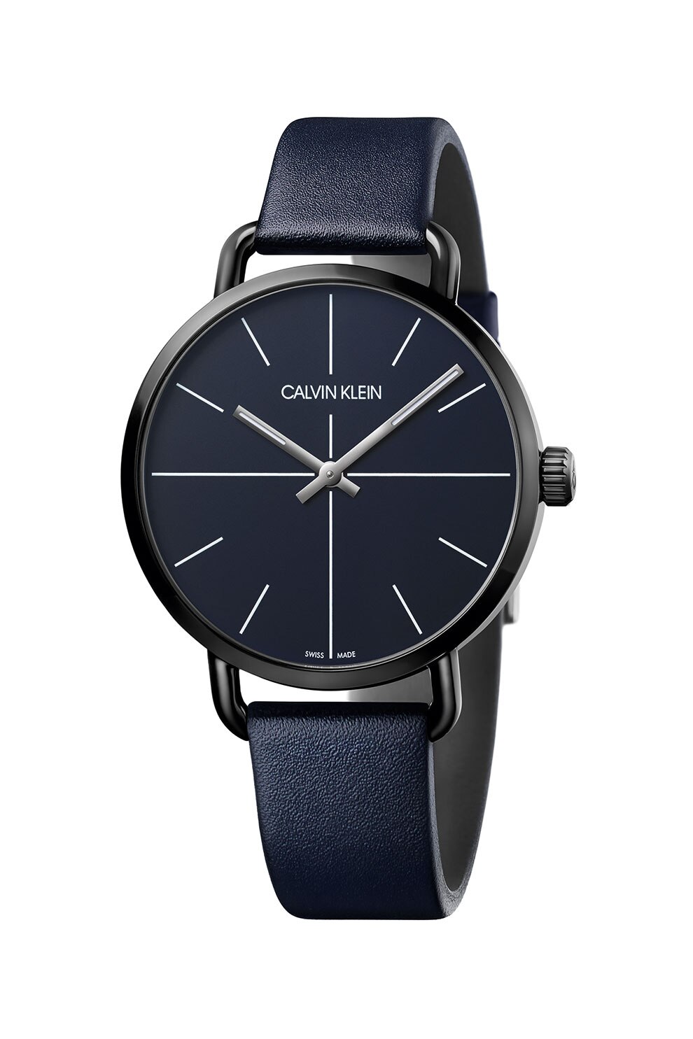 Calvin Klein, Ceas analog cu o curea de piele, Bleumarin inchis