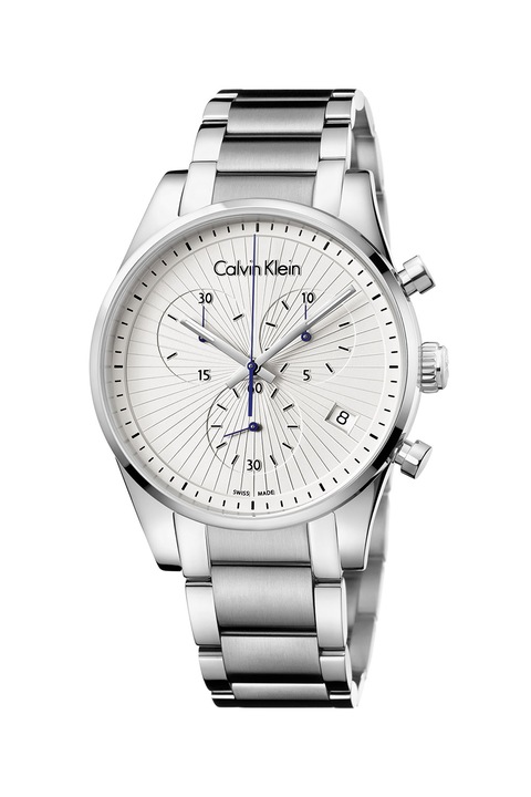 Calvin Klein, Часовник от инокс с хронограф, Сребрист