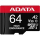 Карта памет ADATA Endurance, MicroSDXC, 64GB, UHS-I V30, 100MB/s, Class 10 + Адаптер