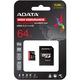Карта памет ADATA Endurance, MicroSDXC, 64GB, UHS-I V30, 100MB/s, Class 10 + Адаптер
