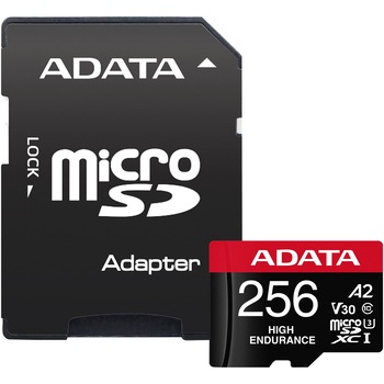 Card de memorie ADATA Endurance, MicroSDXC, 256GB, UHS-I V30, 100MB/s, Class 10 + Adaptor Card de memorie ADATA Endurance, MicroSDXC, 256GB, UHS-I V30, 100MB/s, Class 10 + Adaptor
