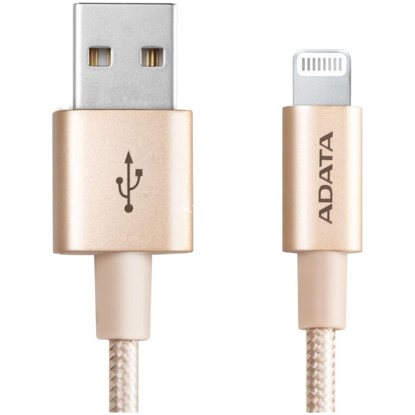 Cablu de date ADATA Lightning, MFI, Braided, 2.4A, Gold