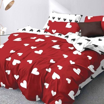 Set Lenjerie de Pat din Finet Satinat cu 2 Fete, 6 Piese, Pat 2 Persoane, Inimi Set Lenjerie de Pat din Finet Satinat cu 2 Fete, 6 Piese, Pat 2 Persoane, Inimi