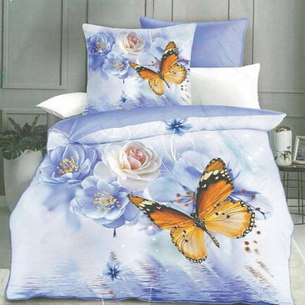 Set Lenjerie de Pat din Finet Satinat cu 2 Fete, 6 Piese, Pat 2 Persoane, Beauty Lake