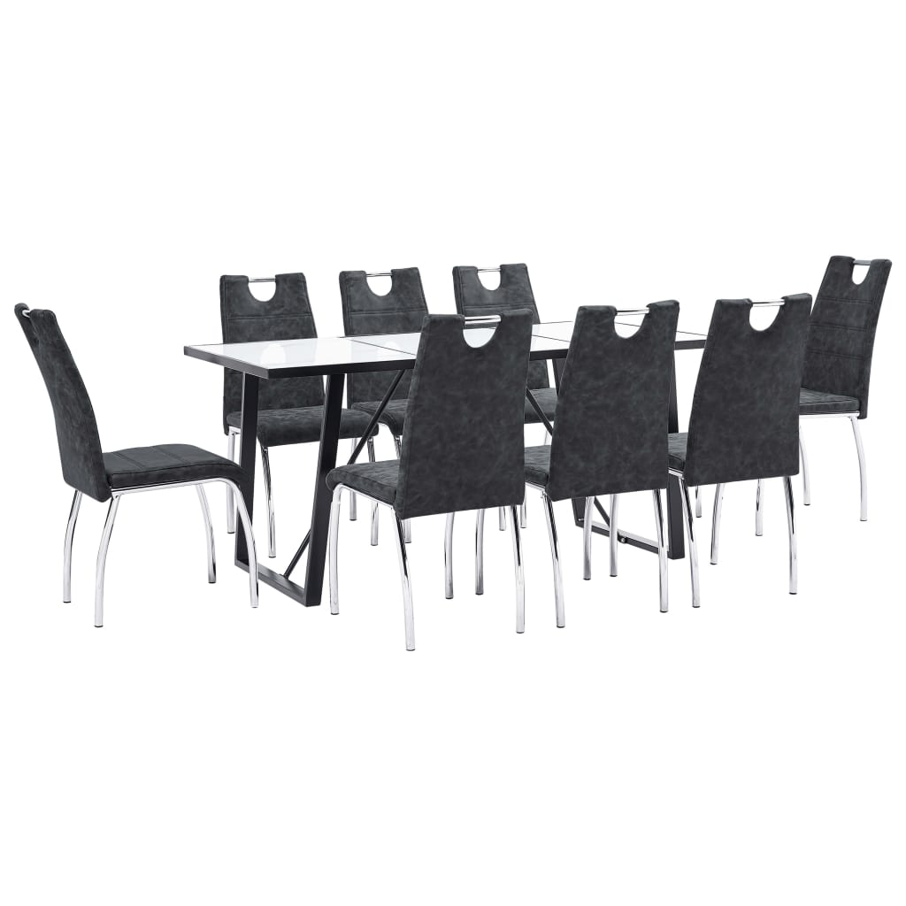 Set mobilier de bucatarie vidaXL, Negru Piele artificiala