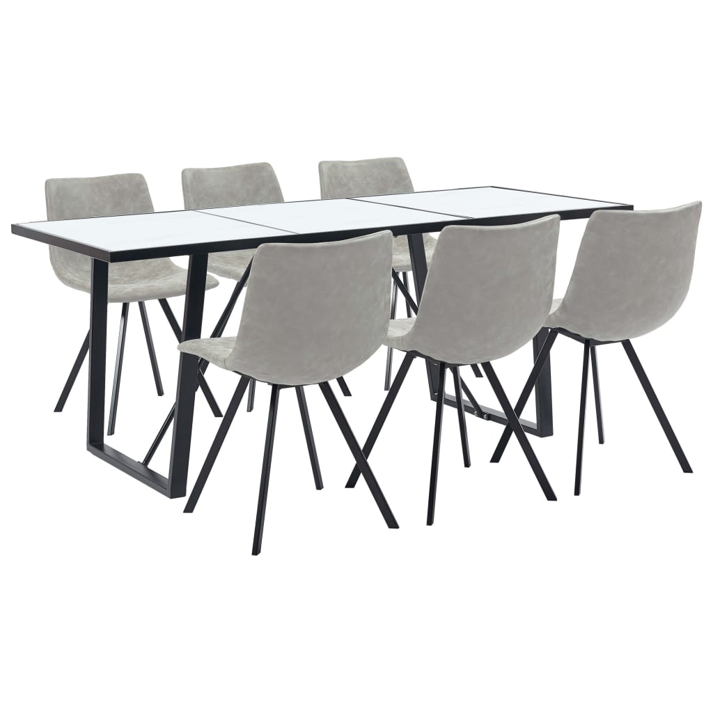 Set mobilier de bucatarie vidaXL, Gri Piele artificiala