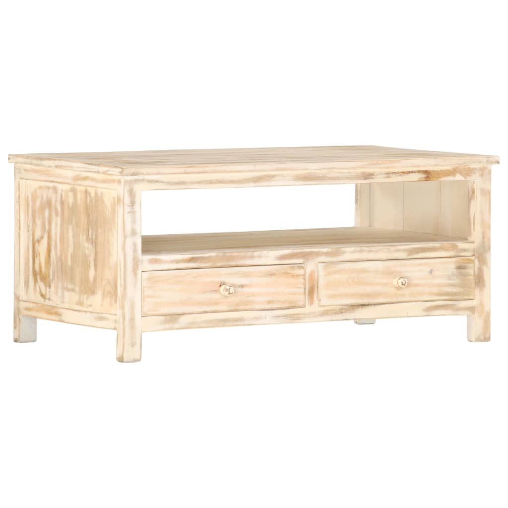 Masuta de cafea vidaXL, Lemn masiv de mango, 90 x 50 x 40 cm, Maro decolorat spre alb
