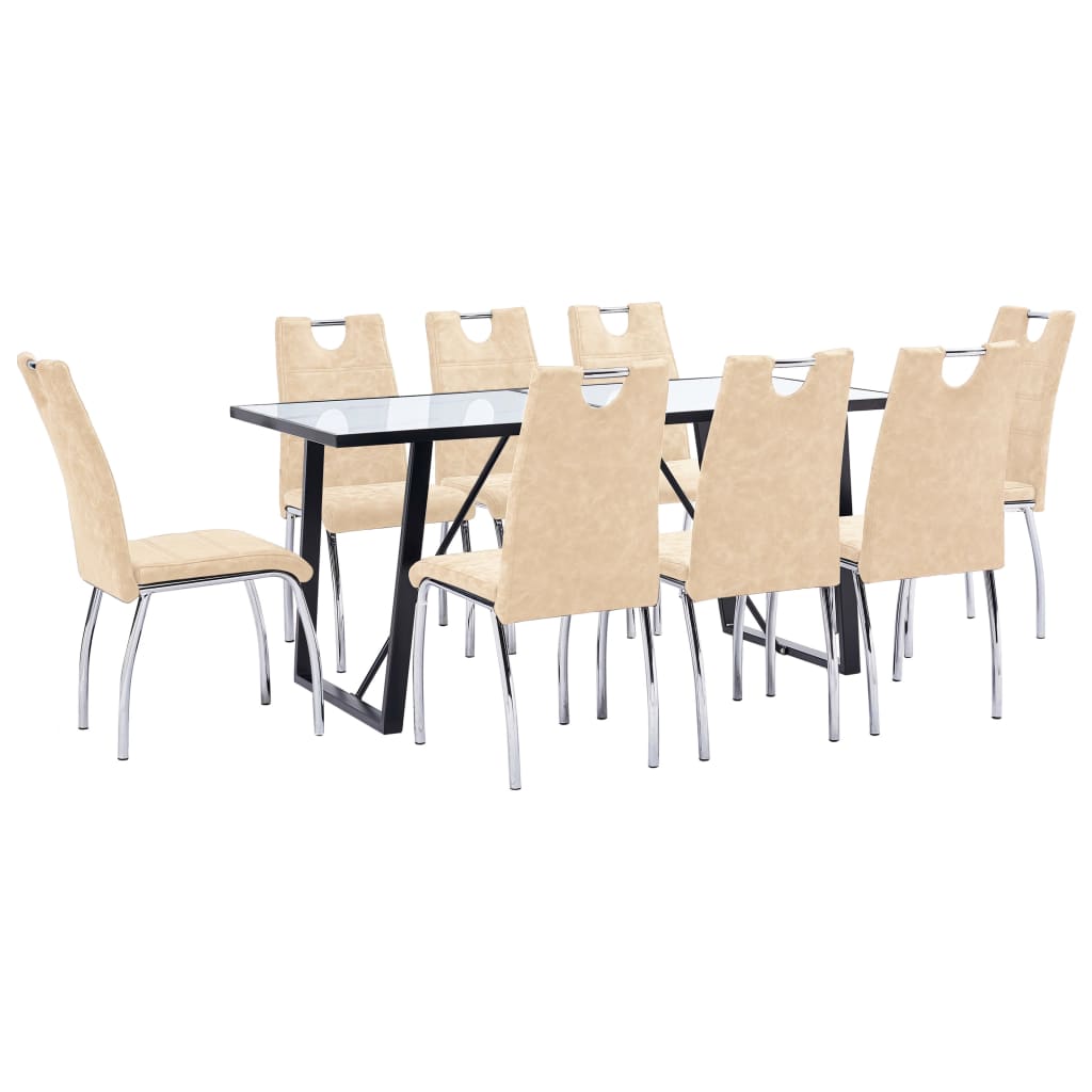 Set de mobilier de bucatarie vidaXL, Piele artificiala, Crem