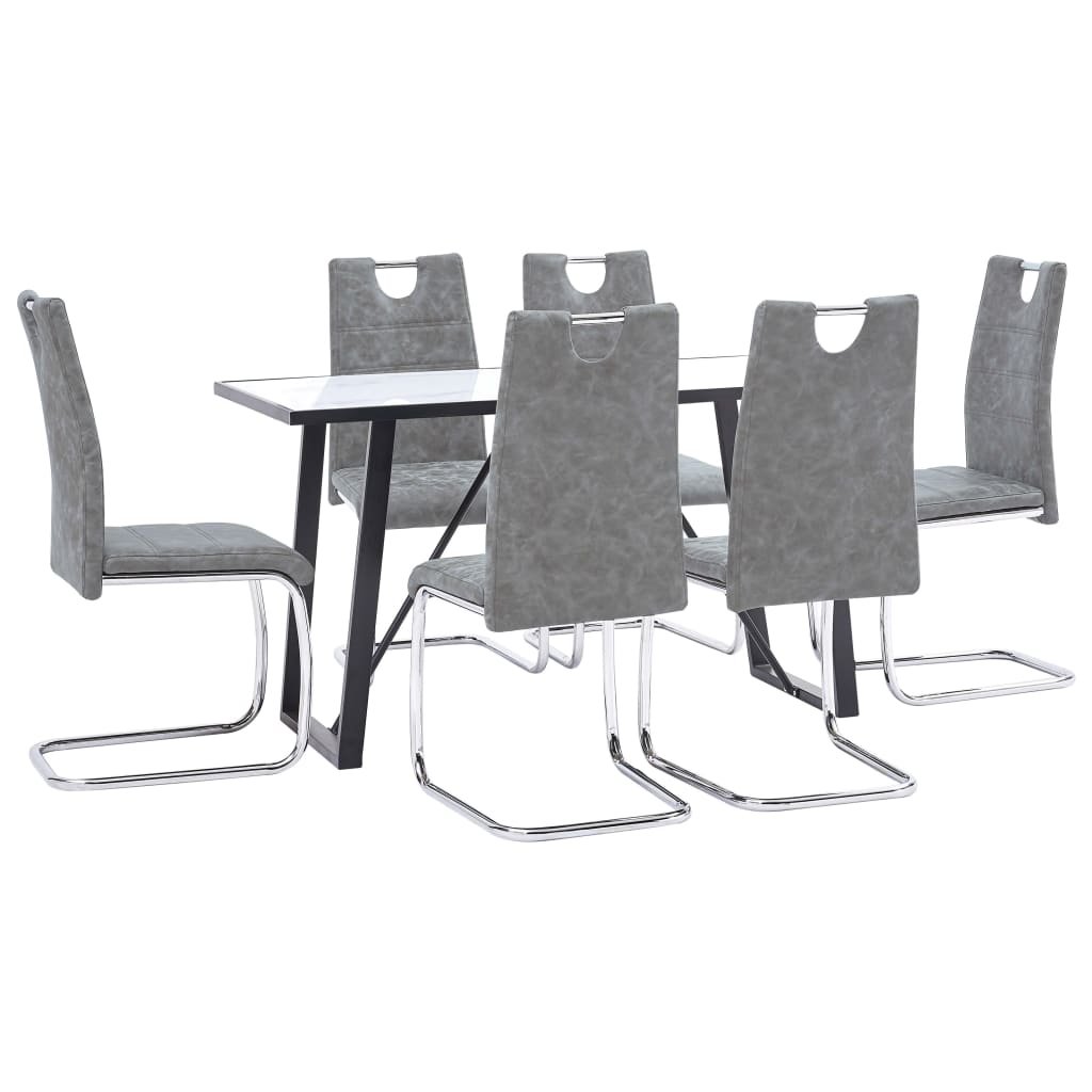 Set mobilier de bucatarie vidaXL, Piele artificiala, Gri