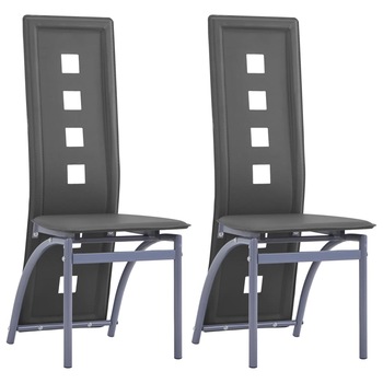 Set scaune de bucatarie, 2 buc, gri, piele ecologica 281707 Set scaune de bucatarie, 2 buc, gri, piele ecologica 281707