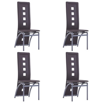 Set scaune de bucatarie, 4 buc maro, piele ecologica 281710 Set scaune de bucatarie, 4 buc maro, piele ecologica 281710