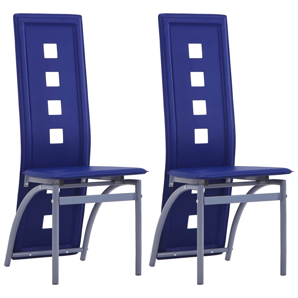 Set scaune de bucatarie, 2 buc, albastru, piele ecologica 281715