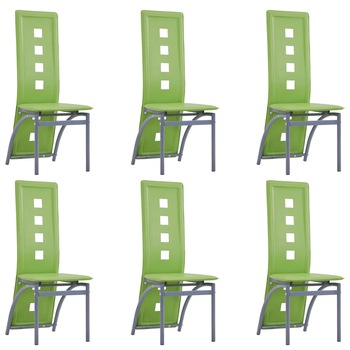 Set de 6 scaune de bucatarie, vidaXL, Piele artificiala, 43 x 55,5 x 108 cm Verde Set de 6 scaune de bucatarie, vidaXL, Piele artificiala, 43 x 55,5 x 108 cm Verde