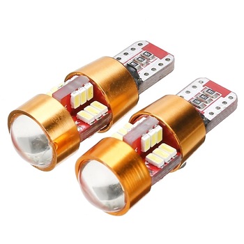 Set 2 becuri cu led T10 w5w cu lupa si canbus non-polar , alb 6000k Set 2 becuri cu led T10 w5w cu lupa si canbus non-polar , alb 6000k