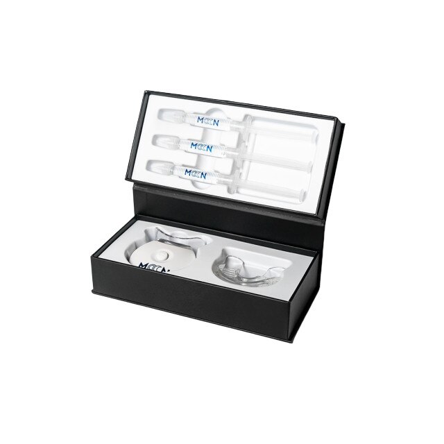 Kit profesional de albire dentara, Moon Whitening Battery, cu rezerve de gel pentru 18 tratamente, Moon, Alb/Albastru