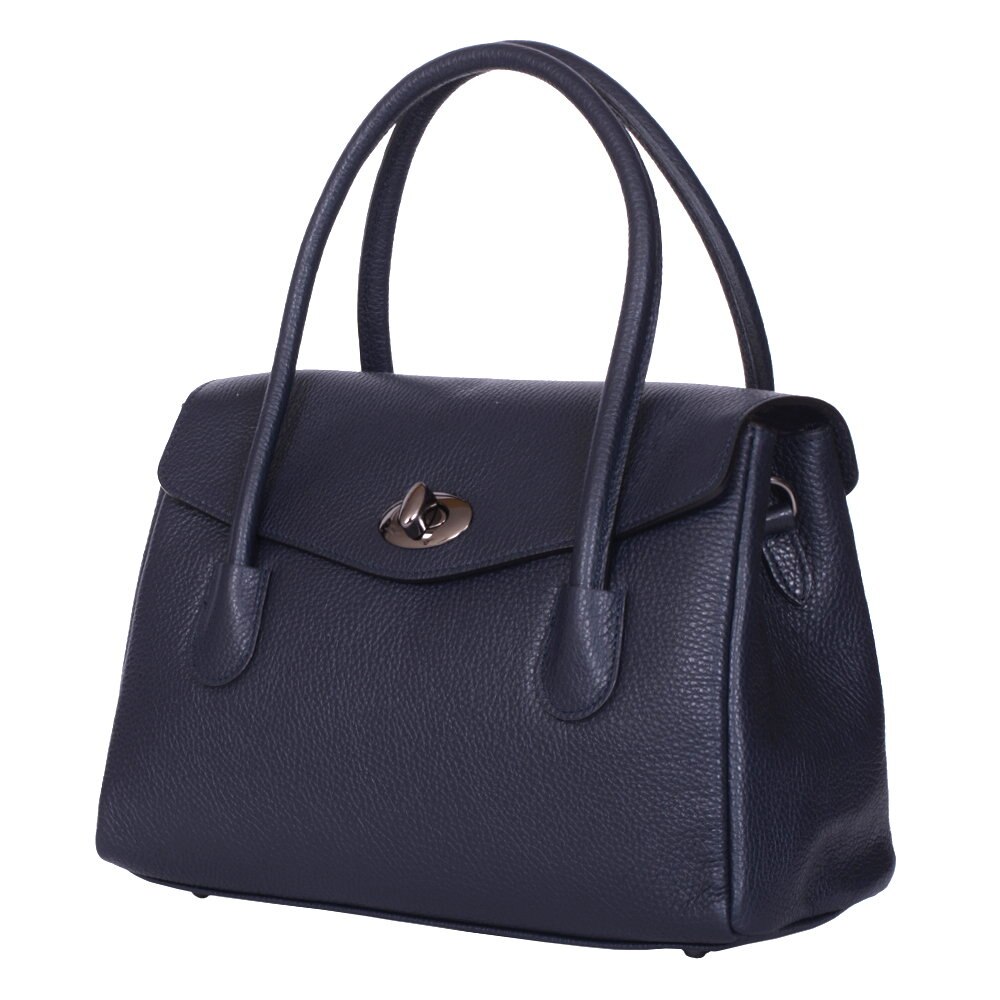 Geanta piele naturala Corona bleumarin