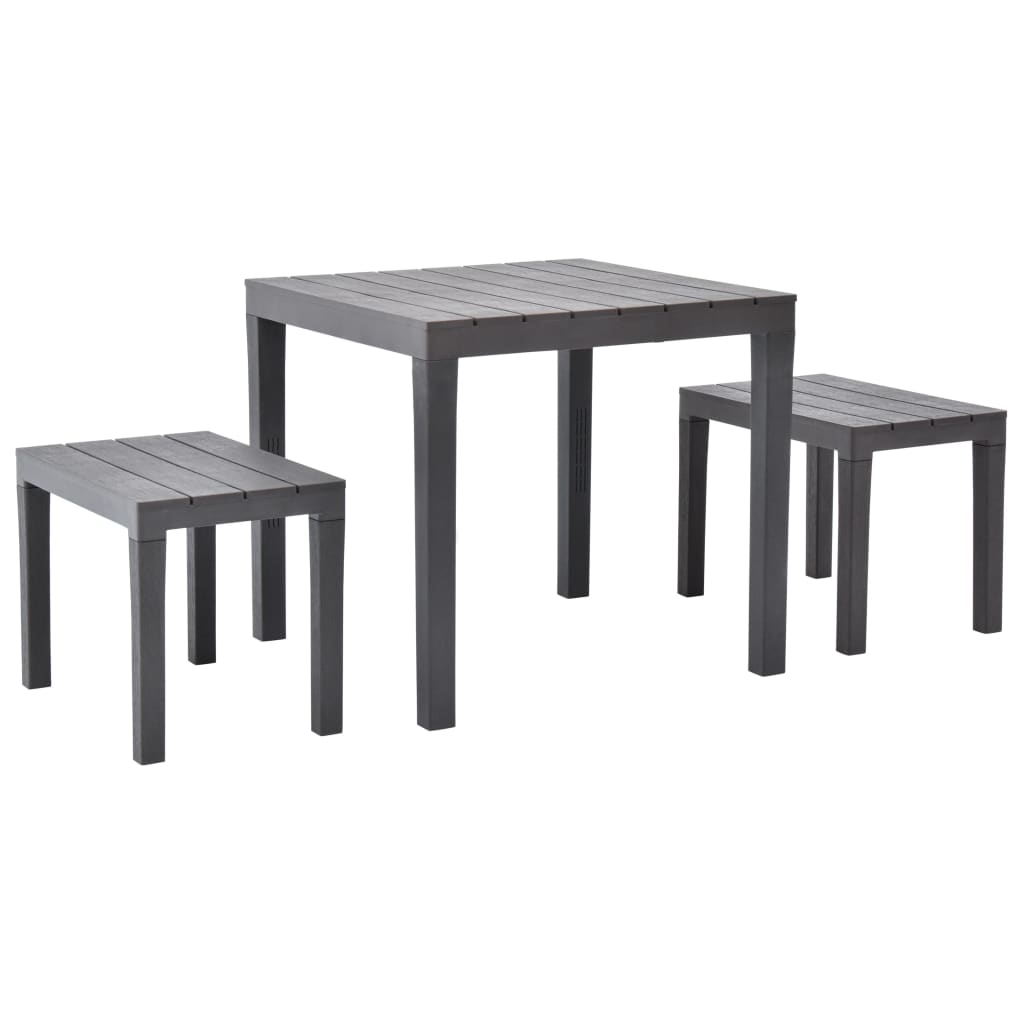 Set de gradina cu 2 banci vidaXL, Plastic, 78 x 78 x 72 cm Maro
