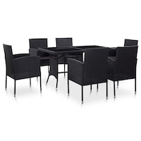 set mobiler de gradina 7 piese masa cu scaune vidaxl poliratan 140 x 80 x 74 cm negru imagen 31_0_
0