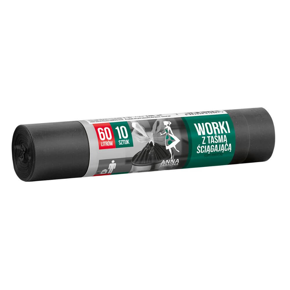 Saci Menaj Ana Superstrong, 60L, 60x72 cm, 10 Bucati/Rola, Culoare Neagra