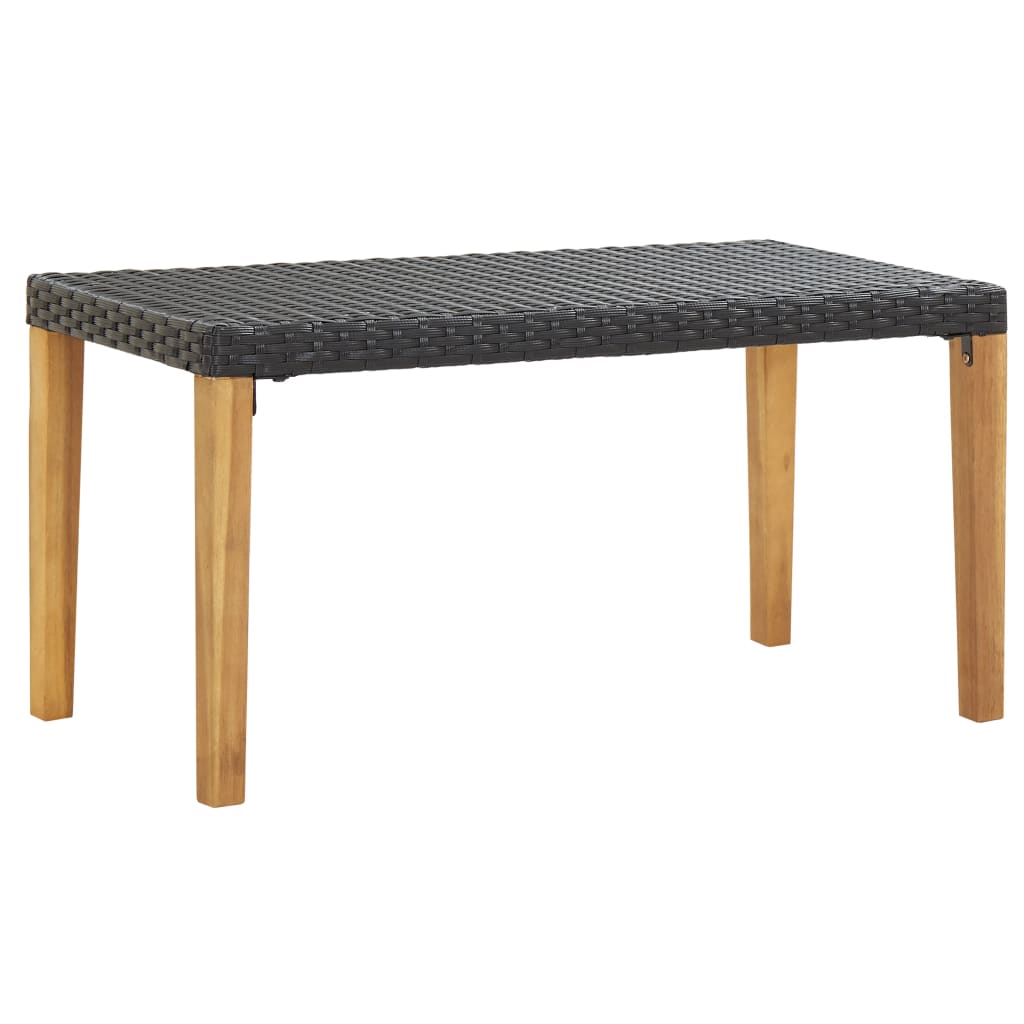 Banca de gradina, vidaXL, Poliratan/Lemn, 120 x 40 x 40 cm, Negru