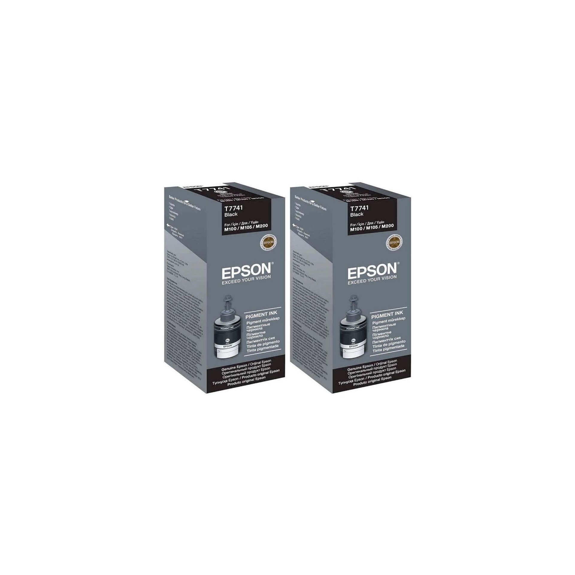 Pachet flacon refill cerneala C13T77414A (T7741) negru x2 Epson original 12000 pagini