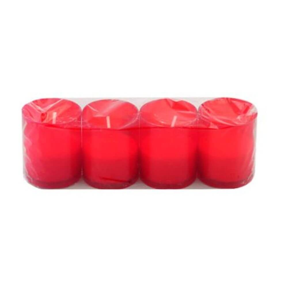 Candela Parafina fara Capac, 4 Buc/Set, Timp Ardere 48 h, 55x48 mm, Cutie Rosie