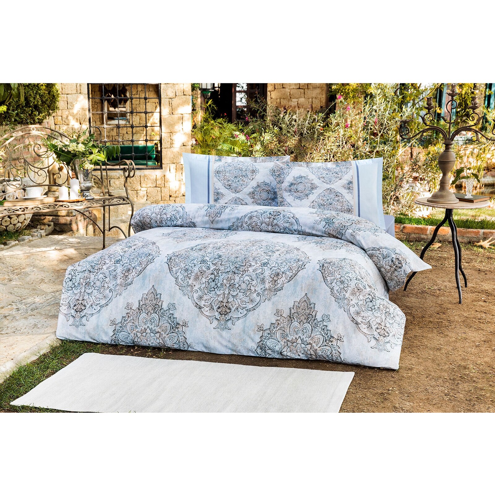 Lenjerie pat Ranforce Vitral , 100% bumbac, 4 piese, 2 persoane, 200x220 / 50x70