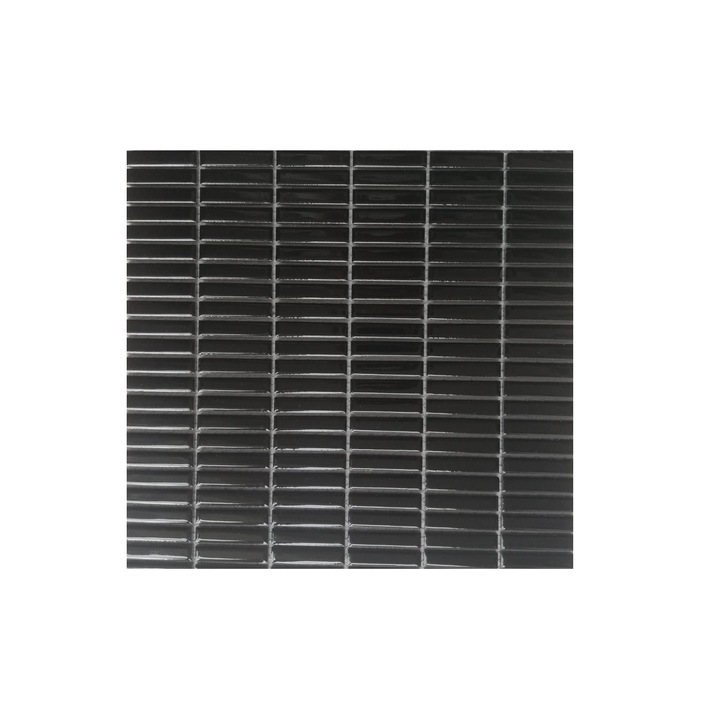 Mozaic ceramica Top Mosaic, format baghetele, negru lucios, 30x30 cm