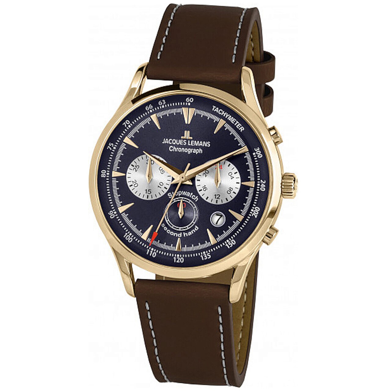 Ceas barbatesc Jacques Lemans 1-2068K Retro Classic, 41mm, 5ATM, Auriu