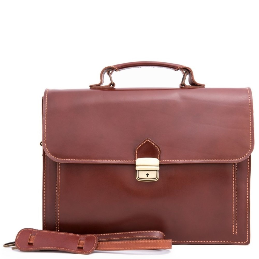 Servieta office din piele naturala 236A, CONIAC, portlaptop