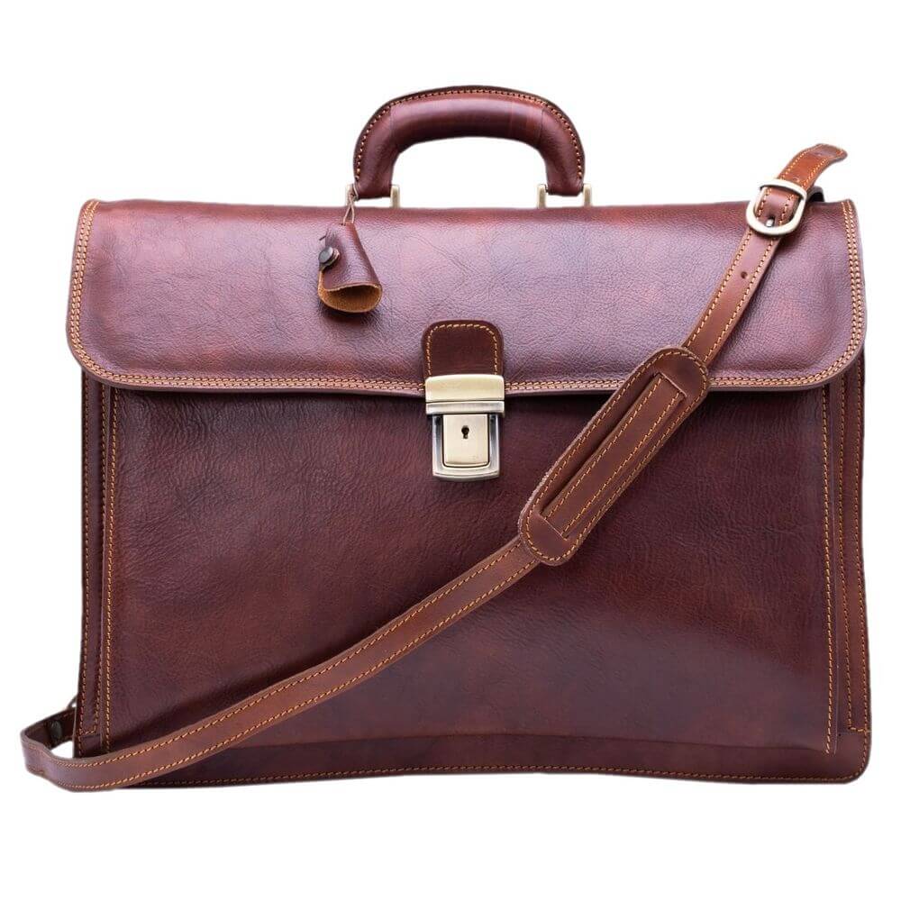 Servieta pentru barbati din piele naturala vachetta ,,superior,, N4510A, coniac, portlaptop, EXTRA LARGE