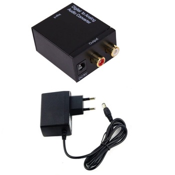 Convertor audio digital coaxial sau optic SPDIF Toslink la audio analog 2 RCA + alimentator 5V, 2A Convertor audio digital coaxial sau optic SPDIF Toslink la audio analog 2 RCA + alimentator 5V, 2A
