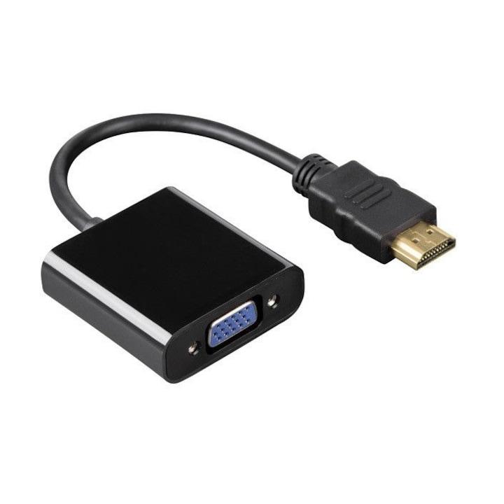 Adaptor, convertor semnal HDMI (digital) la VGA (analog) HDMI A tata la VGA mama - fara sunet, unidirectional
