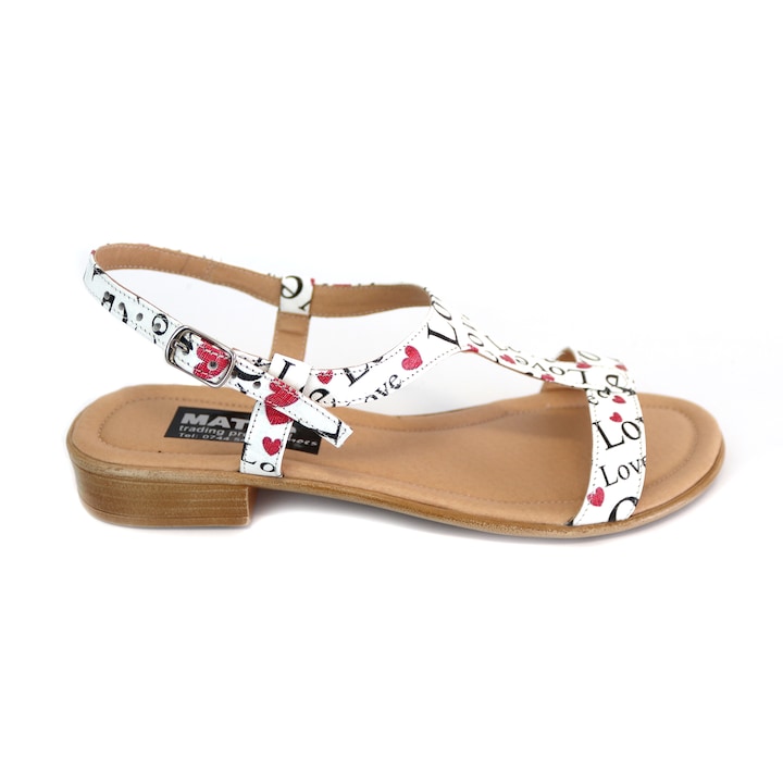 Sandale Dama Joase din Piele Naturala cu Talpa Flexibila, Mateo Shoes, Alb/Negru