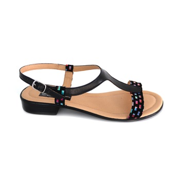 Sandale Dama Joase din Piele Naturala cu Talpa Flexibila, Mateo Shoes, Negru/Multicolor Sandale Dama Joase din Piele Naturala cu Talpa Flexibila, Mateo Shoes, Negru/Multicolor