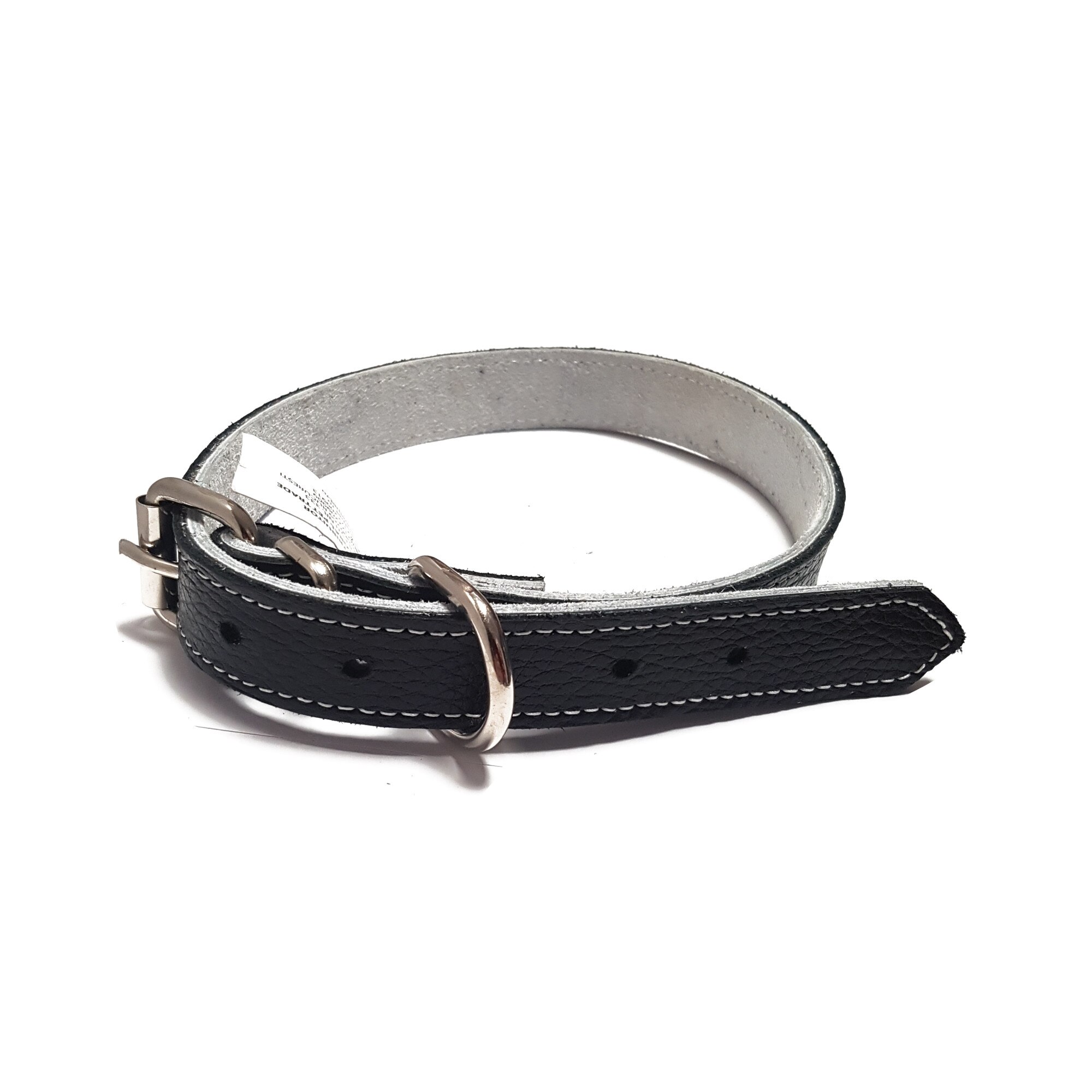 Zgarda din piele 2.5/65 cm, Negru/Alb