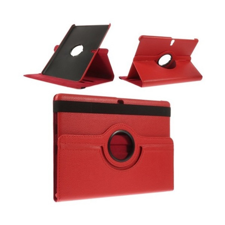Gigapack Bőr hatású tok, Samsung Galaxy Tab S 10.5 WIFI (SM-T800), álló, FLIP, asztali tartó funkció, 360°-ban forgatható, Piros