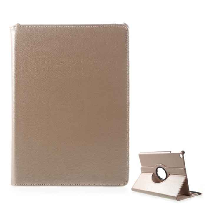 Gigapack Bőr hatású tok, Apple iPad 9.7 (2017) , álló, FLIP, asztali tartó funkció, 360°-ban forgatható, Arany