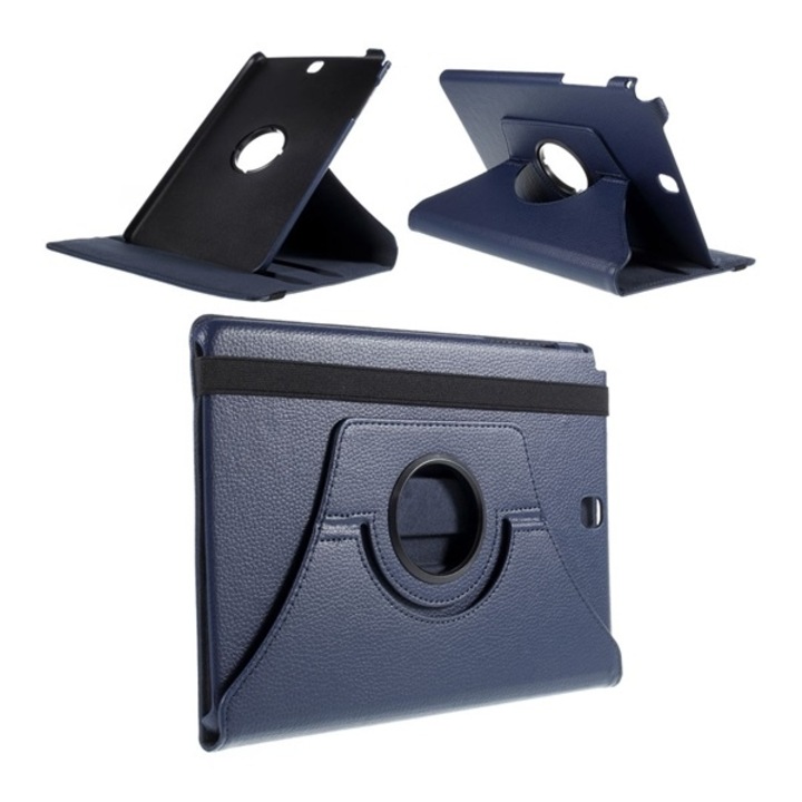 Gigapack Bőr hatású tok, Samsung Galaxy Tab A 9.7 WIFI (SM-T550) , álló, FLIP, asztali tartó funkció, 360°-ban forgatható, Sötétkék