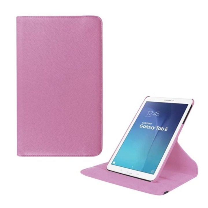 Gigapack Bőr hatású tok, Samsung Galaxy Tab E 9.6 WIFI (SM-T560), álló, FLIP, asztali tartó funkció, 360°-ban forgatható, Rózsaszín