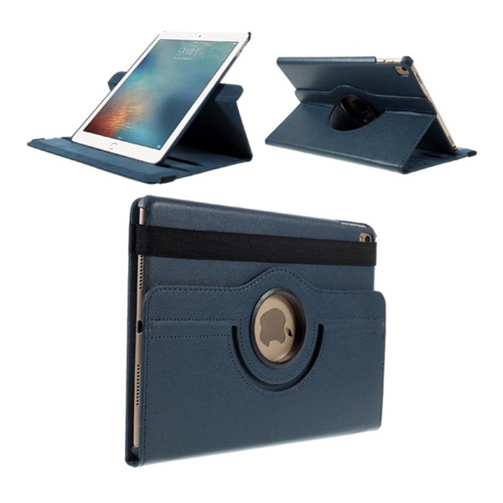 Gigapack Bőr hatású tok, Apple iPad Pro 9.7, álló, FLIP, asztali tartó funkció, 360°-ban forgatható, Sötétkék