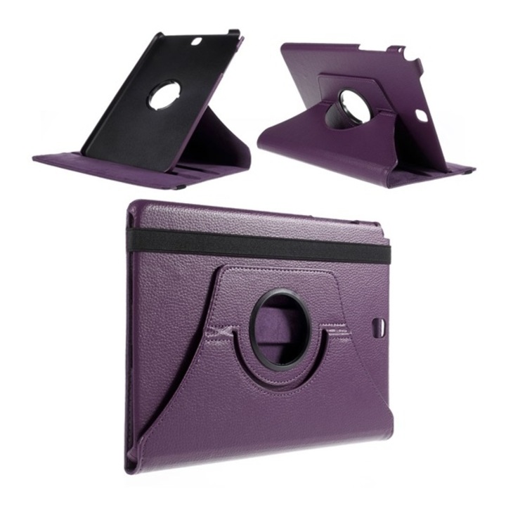 Gigapack Bőr hatású tok, Samsung Galaxy Tab A 9.7 WIFI (SM-T550) , álló, FLIP, asztali tartó funkció, 360°-ban forgatható, Lila