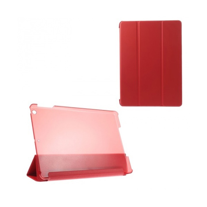 Gigapack Tok, Apple iPad Air 2, álló, aktív flip, átlátszó hátlap, oldalra nyíló, TRIFOLD asztali tartó funkció, Piros