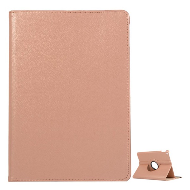 Gigapack Bőr hatású tok, Apple iPad 10.2 (2019), álló, FLIP, asztali tartó funkció, 360°-ban forgatható, Rozéarany