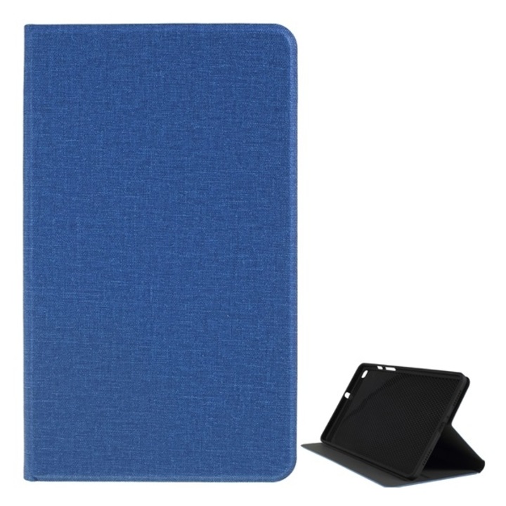 Gigapack Bőr hatású tok, Samsung Galaxy Tab A 8.0 WIFI (2019) SM-T290, álló, FLIP, oldalra nyíló, asztali tartó funkció, textil hatás, Sötétkék