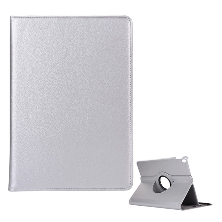 Gigapack Bőr hatású tok, Apple iPad Pro 10.5 (2017), álló, FLIP, asztali tartó funkció, 360°-ban forgatható, Ezüst