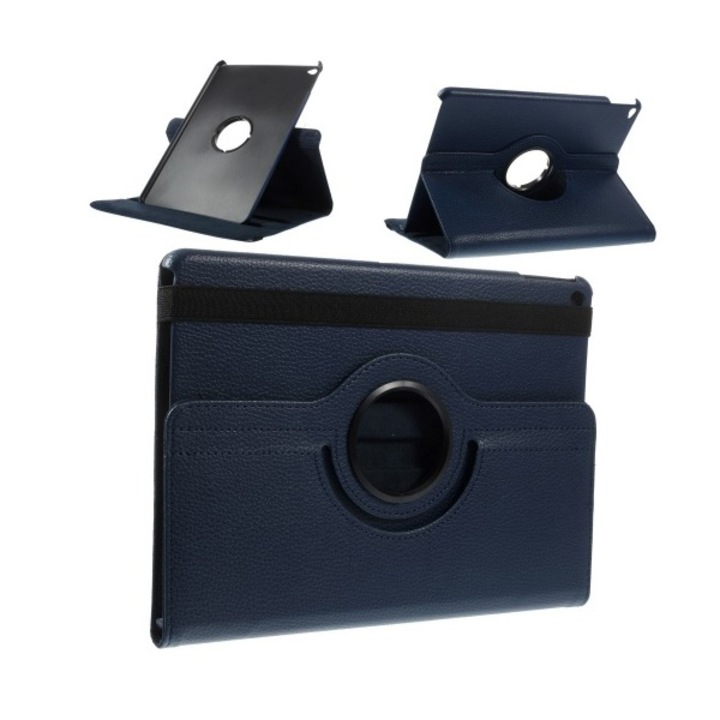 Gigapack Bőr hatású tok, Apple iPad Air 2, álló, FLIP, asztali tartó funkció, 360°-ban forgatható, Sötétkék