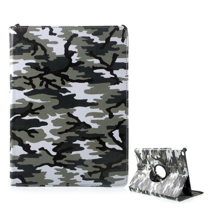 Gigapack Bőr hatású tok, Samsung Galaxy Tab S3 9.7 WIFI (SM-T820), álló, FLIP, asztali tartó funkció, 360°-ban forgatható, terep minta, Szürke