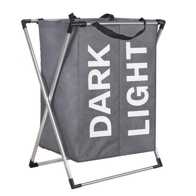 Cos de rufe pliabil cu doua compartimente Springos, capacitate 120 litri, gri