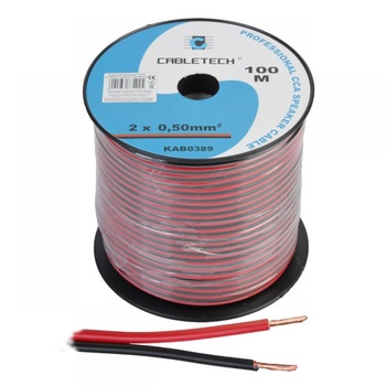 Cablu Difuzor Cabletech, CCA 2 x 0.5 mm2, Rola 100 metri, Transparent Cablu Difuzor Cabletech, CCA 2 x 0.5 mm2, Rola 100 metri, Transparent